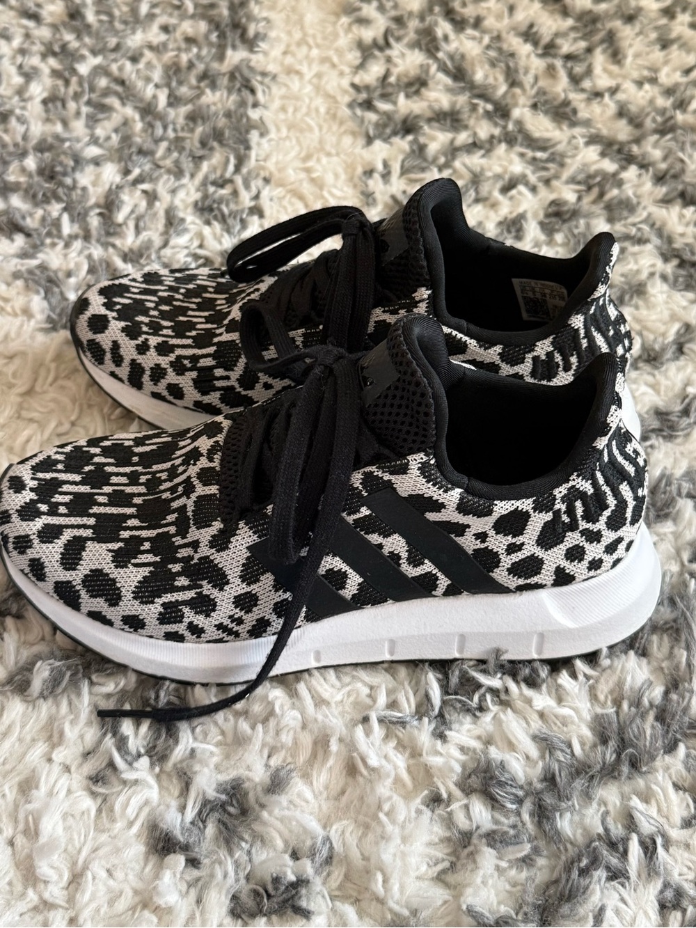 adidas Black and White Patterned Athletic Shoes